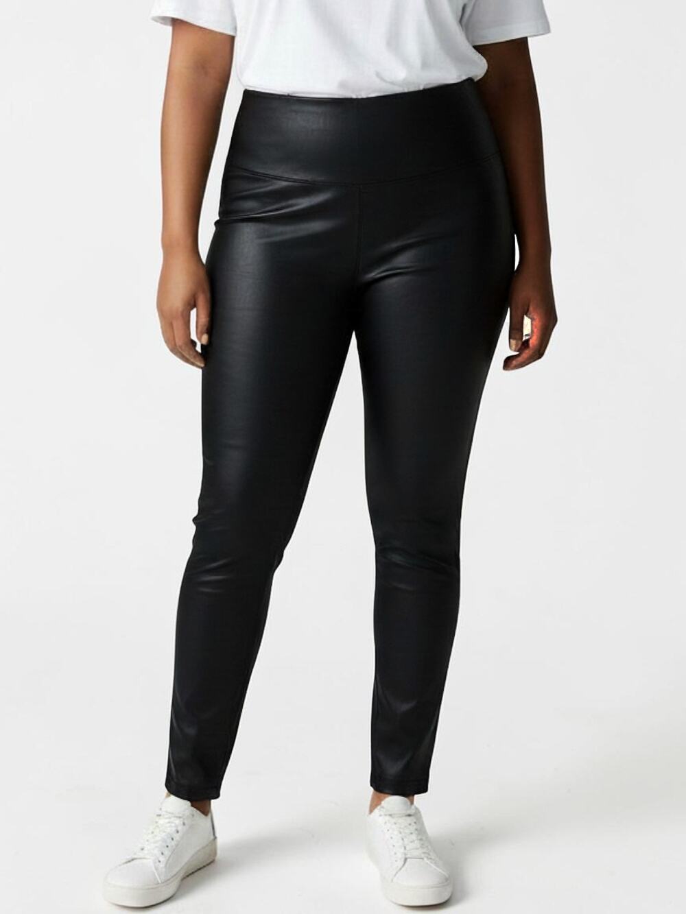 21 SAINTS Vegan Leather Pleather Black Stretch Pull Up On Leggings Pants XL NWT
